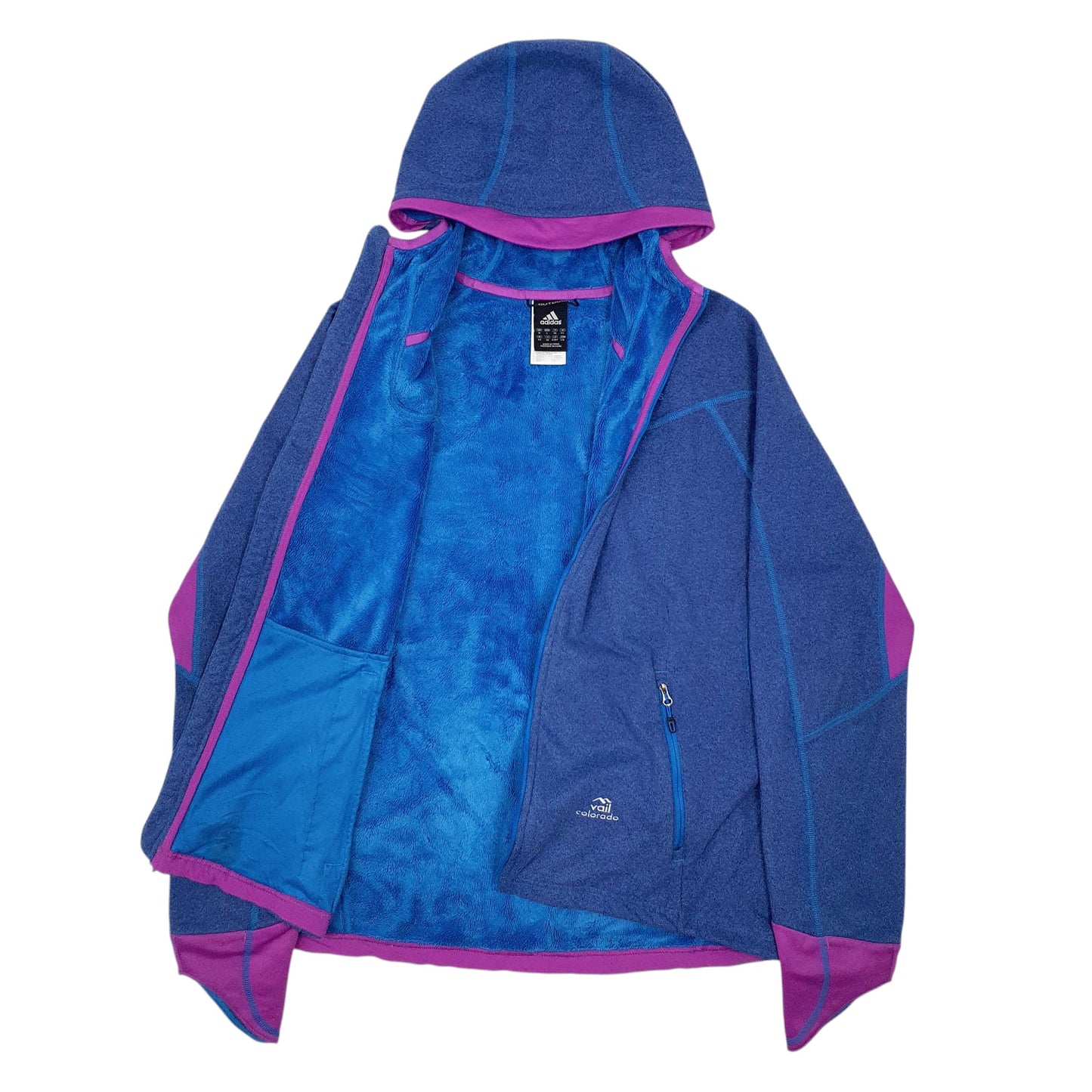 Womens Blue Adidas Fleece Lined Full Zip Jumper