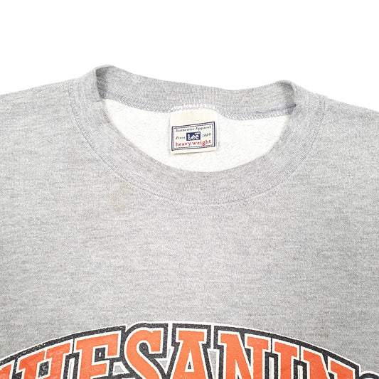 Mens Grey Lee Vintage 90s Chesaning Football USA Spellout Crewneck Jumper