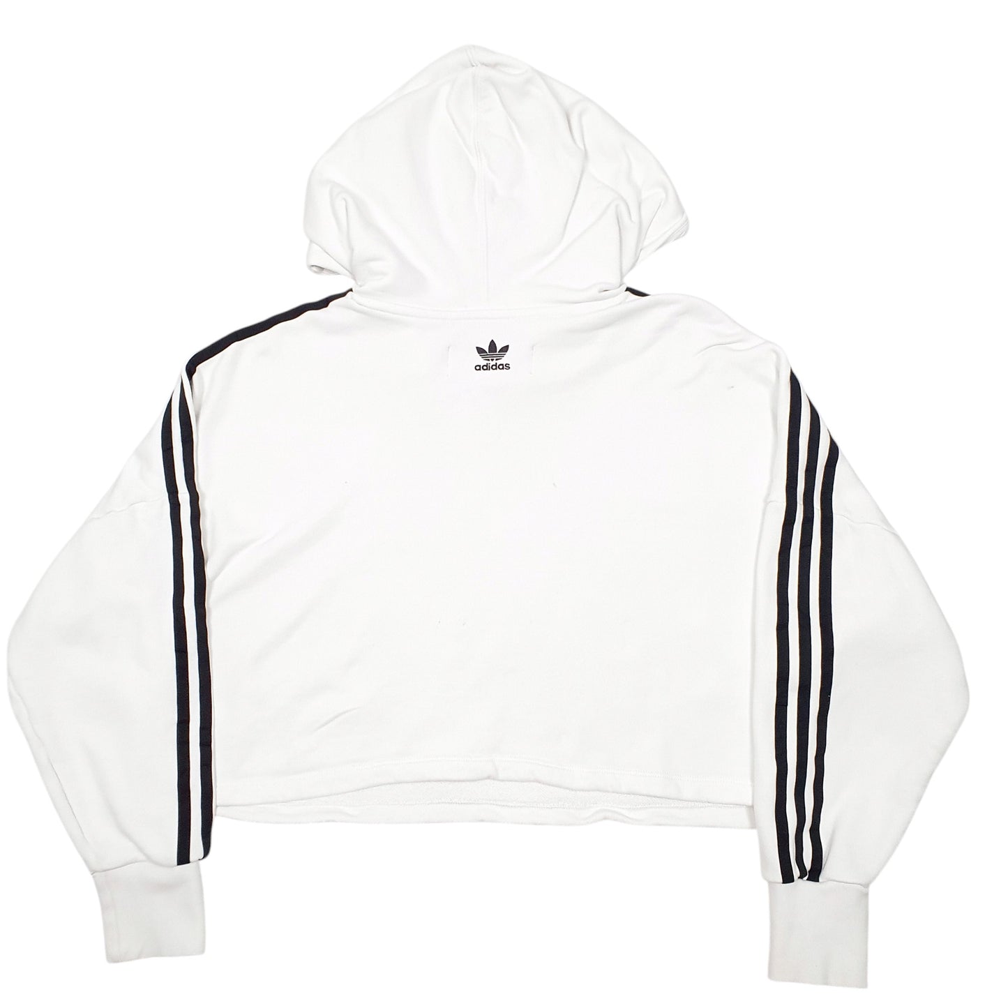 Womens White Adidas Spellout Cropped Gym Her Hoodie Jumper