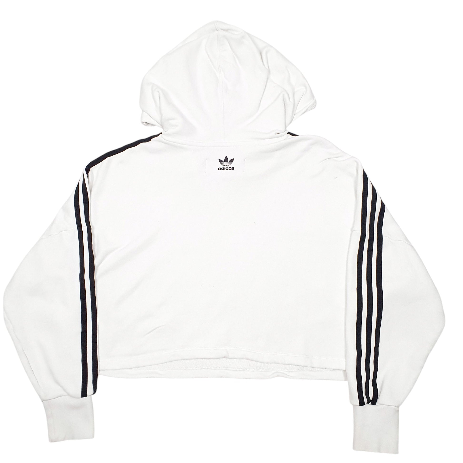 Womens White Adidas Spellout Cropped Gym Her Hoodie Jumper