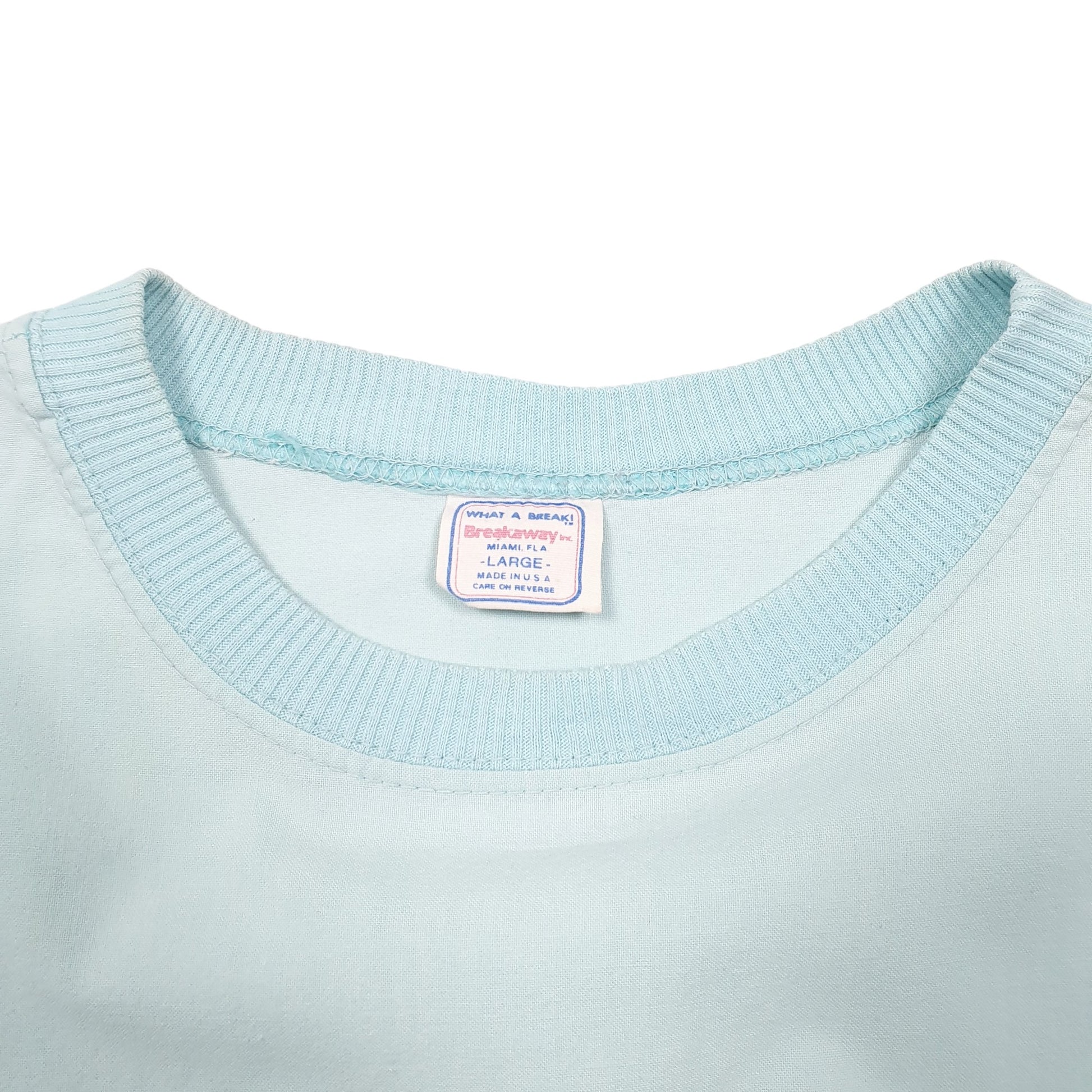 Mens Turquoise Breakaway Single Stitch Vintage 90s Boat Yachtsman Made In USA Short Sleeve T Shirt