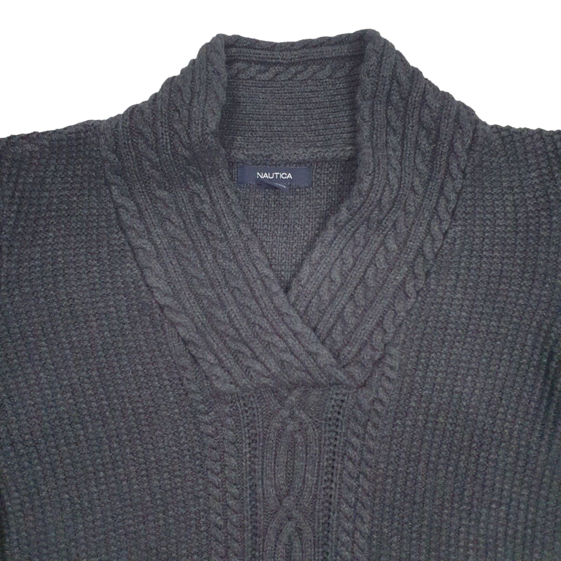 Womens Grey Nautica Cable Knit Knitwear Shoal Neck Jumper