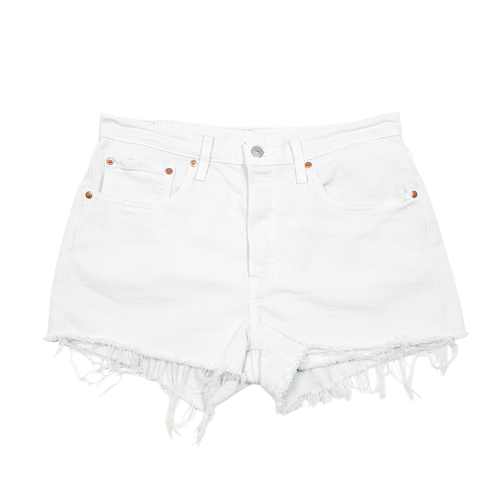 Womens White Levis 501 Jorts Hot Pants Denim Shorts