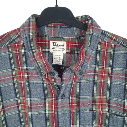 Mens Grey L.L.Bean Flannel Overshirt Shacket Long Sleeve Shirt