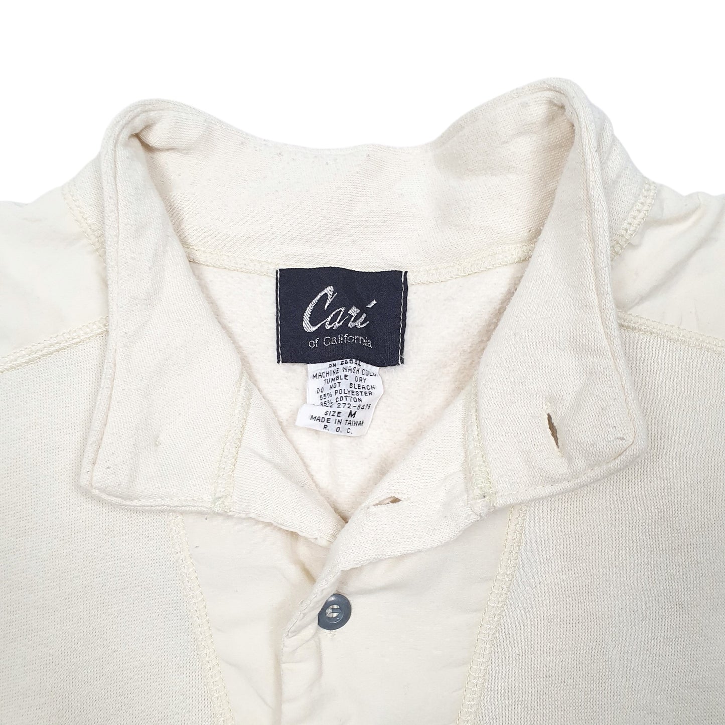 Mens Cream Cali Pop Over Button California Quarter Zip Jumper