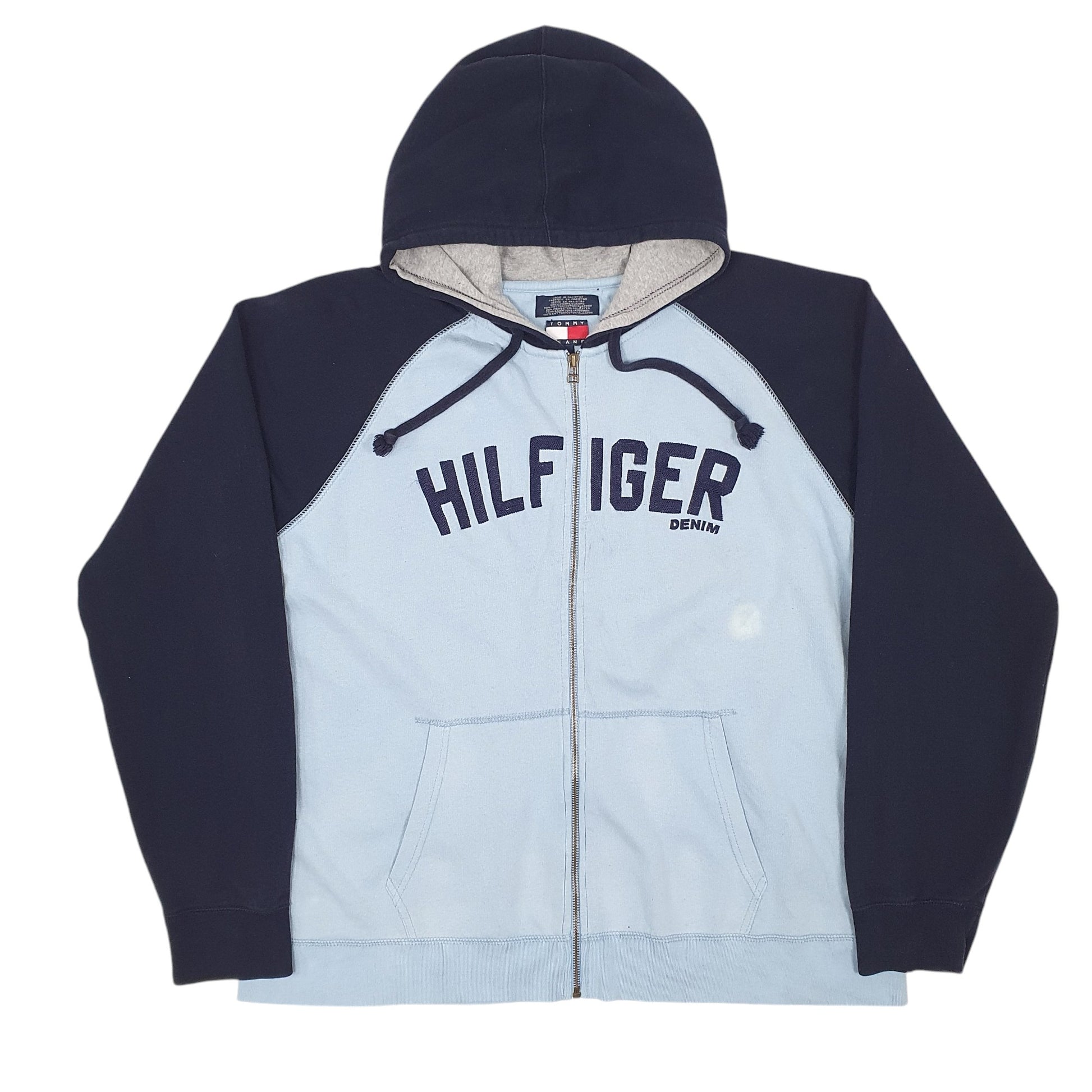 Mens Blue Tommy Hilfiger Spellout Full Zip Jumper