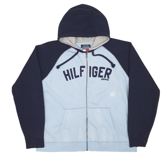 Mens Blue Tommy Hilfiger Spellout Full Zip Jumper