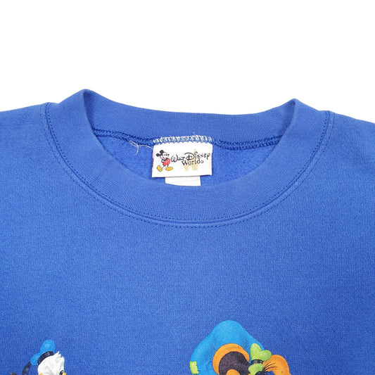 Mens Blue Disney Disneyland 100 Years Mickey Goofy Donald Crewneck Jumper