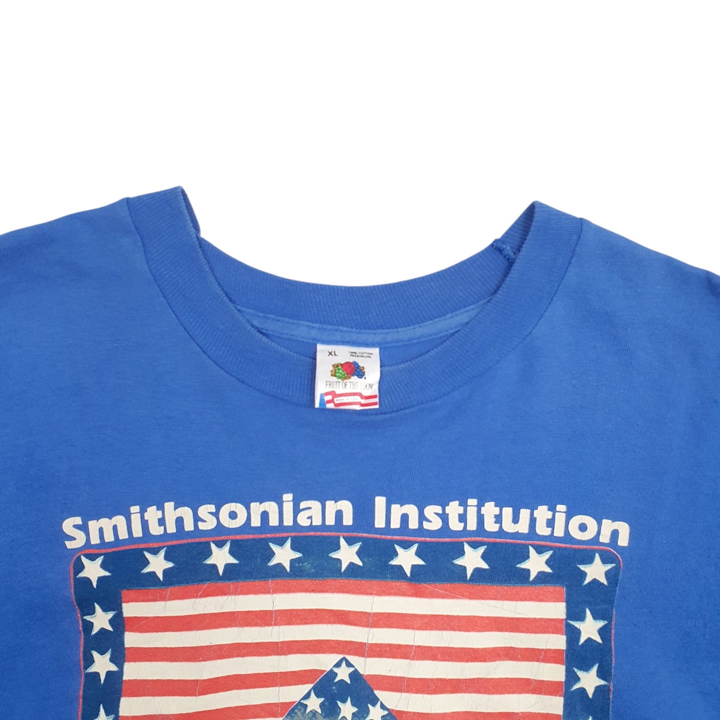 Mens Blue Fruit Of The Loom Single Stitch Vintage 90s Made In USA National Museum Of American History Washington DC Short Sleeve T Shirt