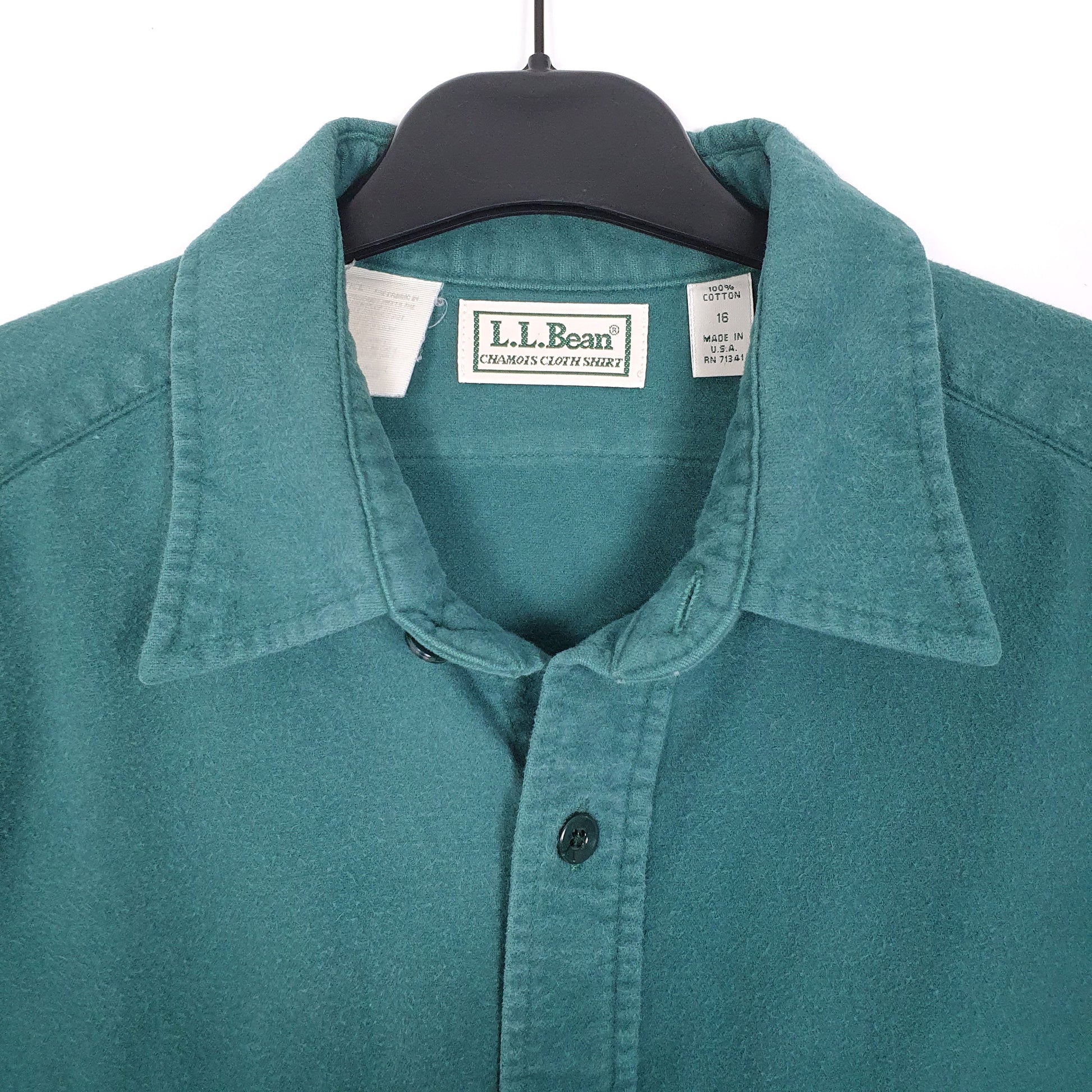 Mens Green L.L.Bean Chamois Vintage 1990s Made In USA Long Sleeve Shirt