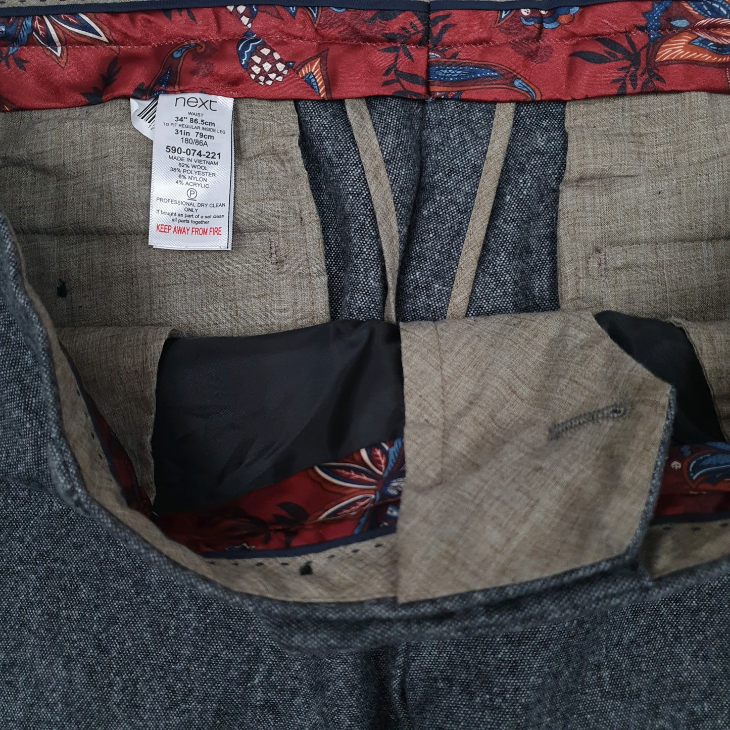 Mens Grey Next Speckled Formal Trousers