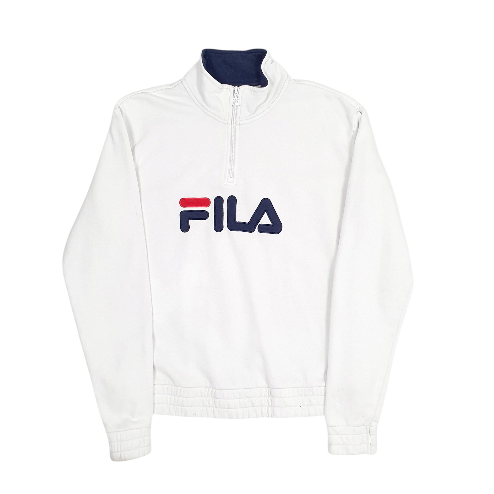 Mens White Fila  Quarter Zip Jumper