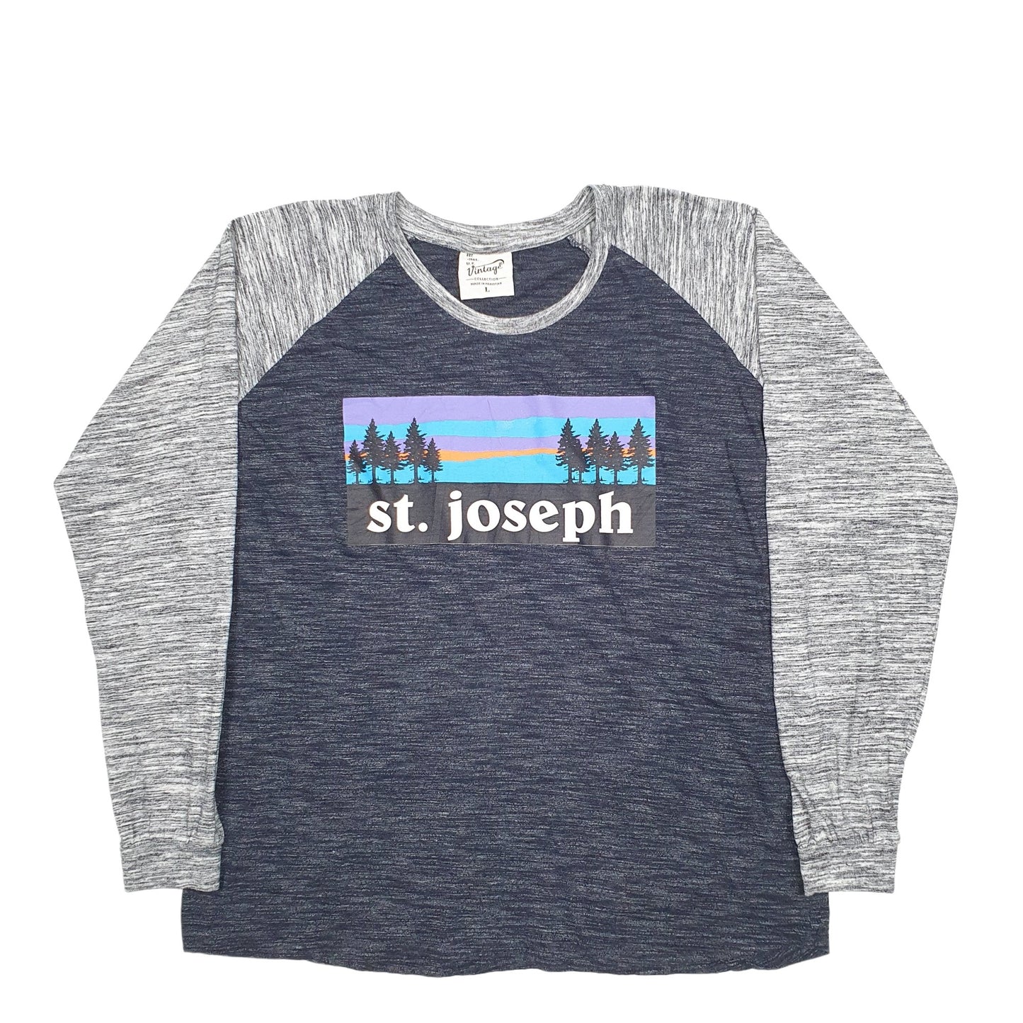 Mens Black U.S Vintage Spellout St Joseph Long Sleeve T Shirt
