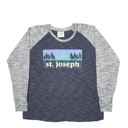 Mens Black U.S Vintage Spellout St Joseph Long Sleeve T Shirt