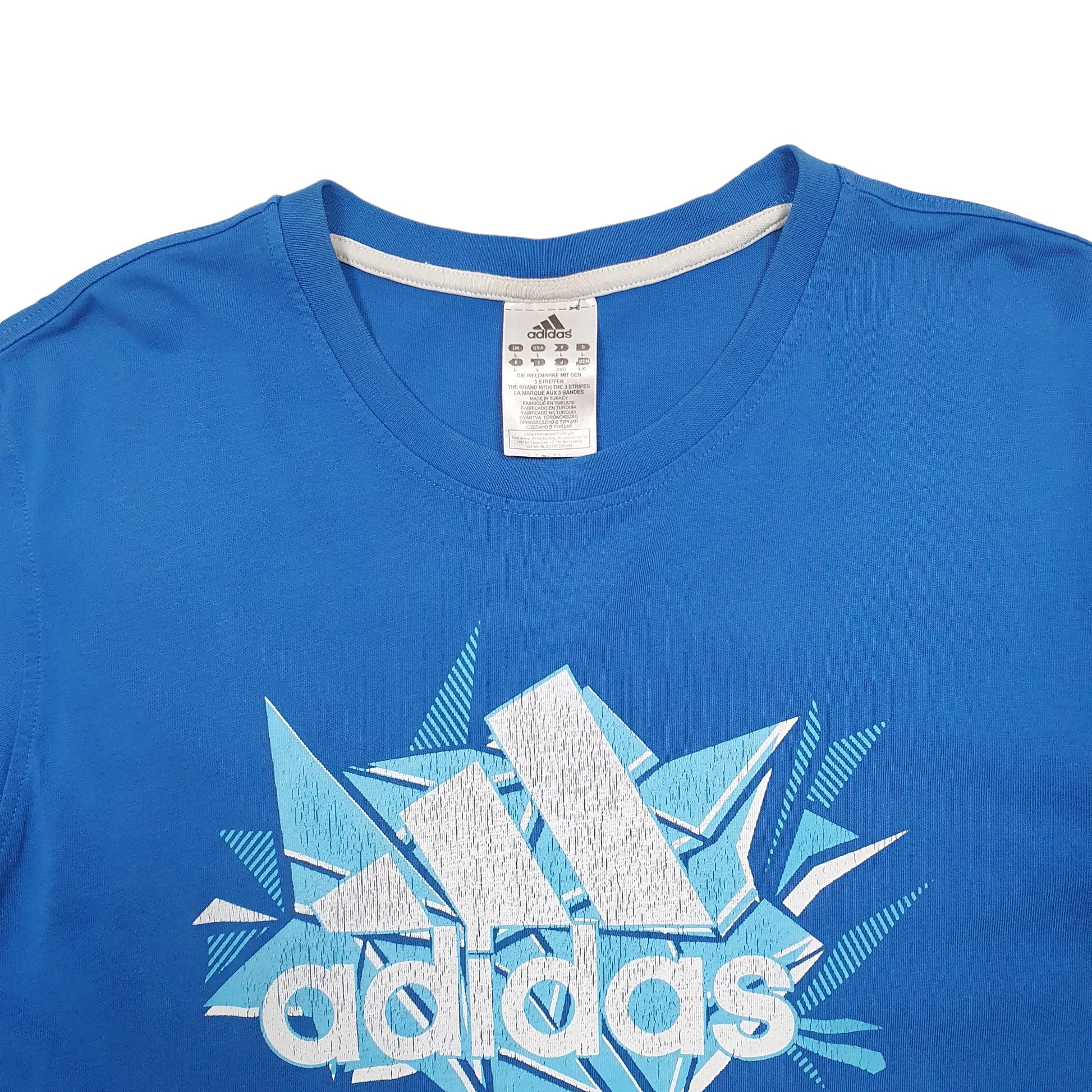 Mens Blue Adidas Spellout Short Sleeve T Shirt