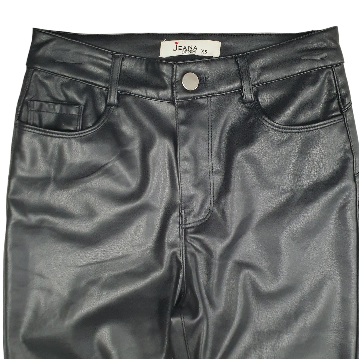 Womens Black Jeana Leather Bootcut Chino Trousers