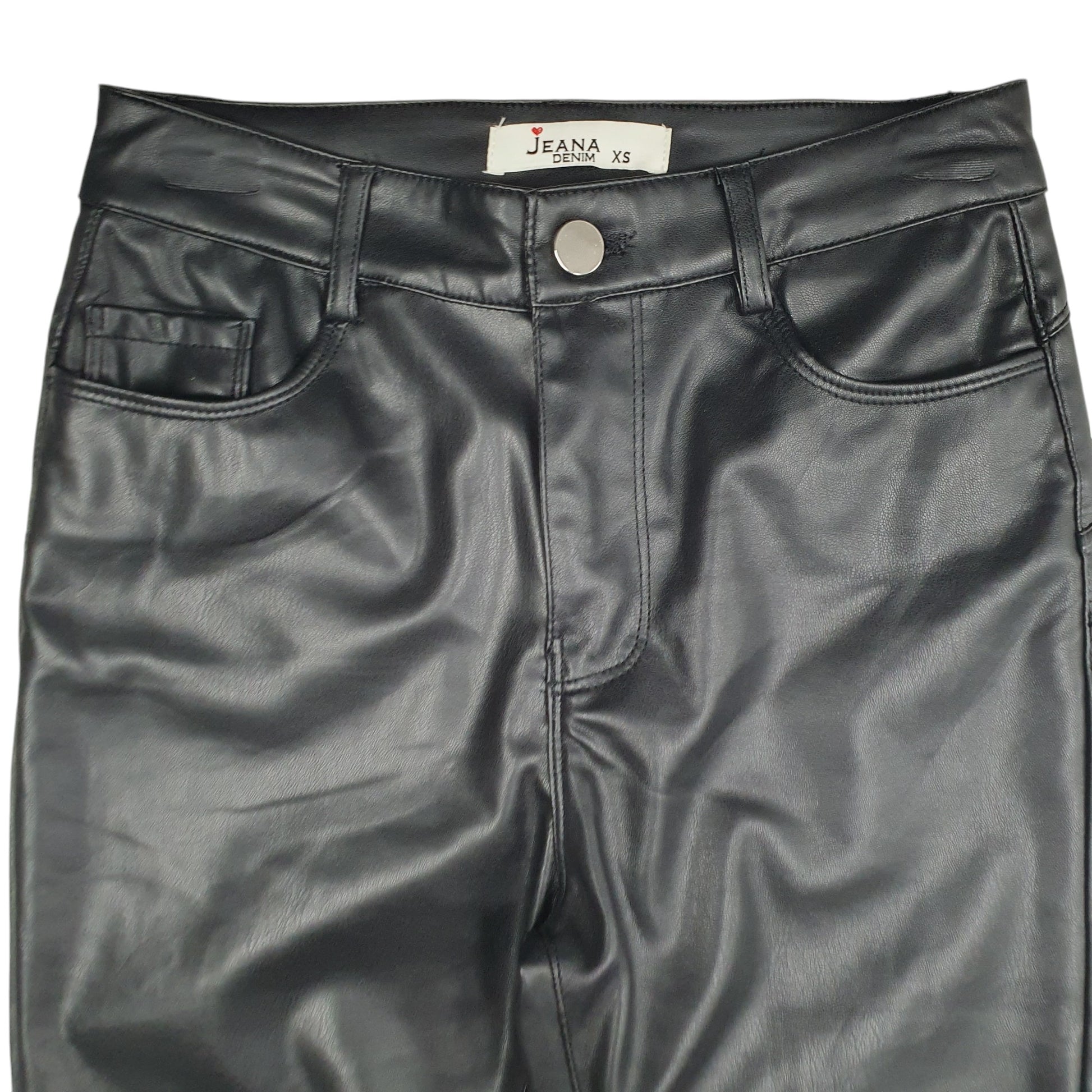 Womens Black Jeana Leather Bootcut Chino Trousers