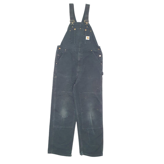 Mens Black Carhartt Double Knee Overalls Dungaree Trousers