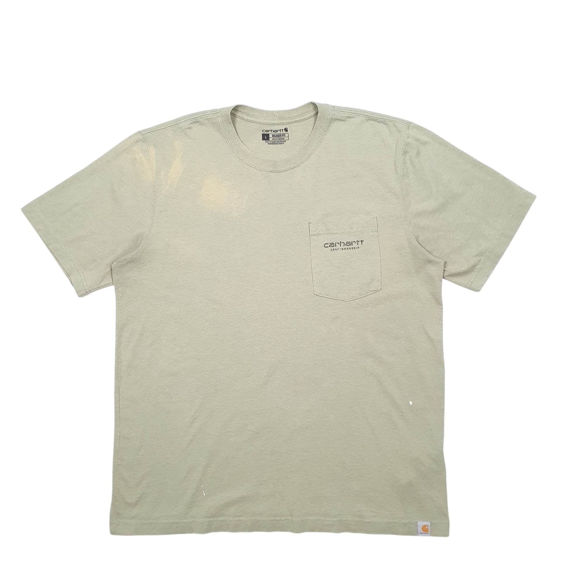 Mens Green Carhartt Spellout Short Sleeve T Shirt