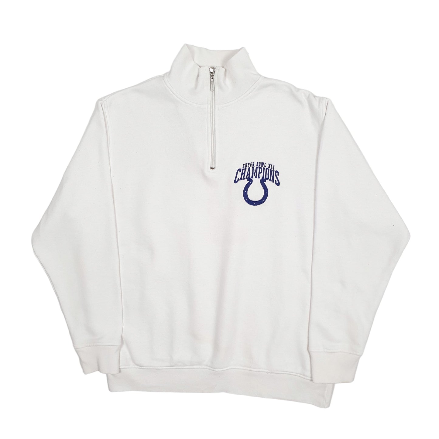 Mens White Reebok 2006 Indianapolis Colts NFL Superbowl Champions Quarter Zip Jumper