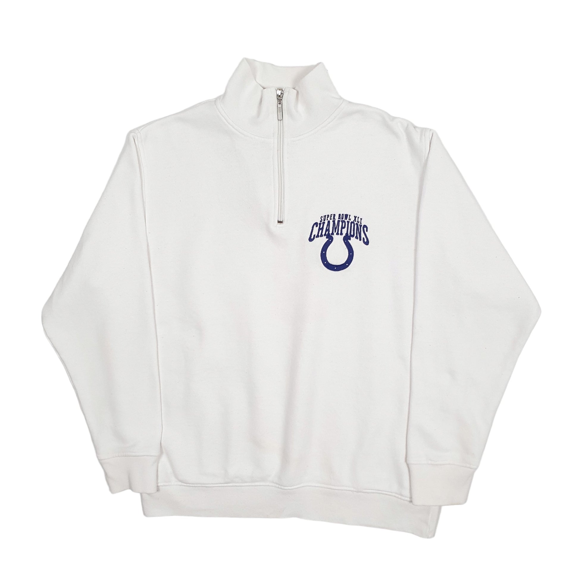Mens White Reebok 2006 Indianapolis Colts NFL Superbowl Champions Quarter Zip Jumper