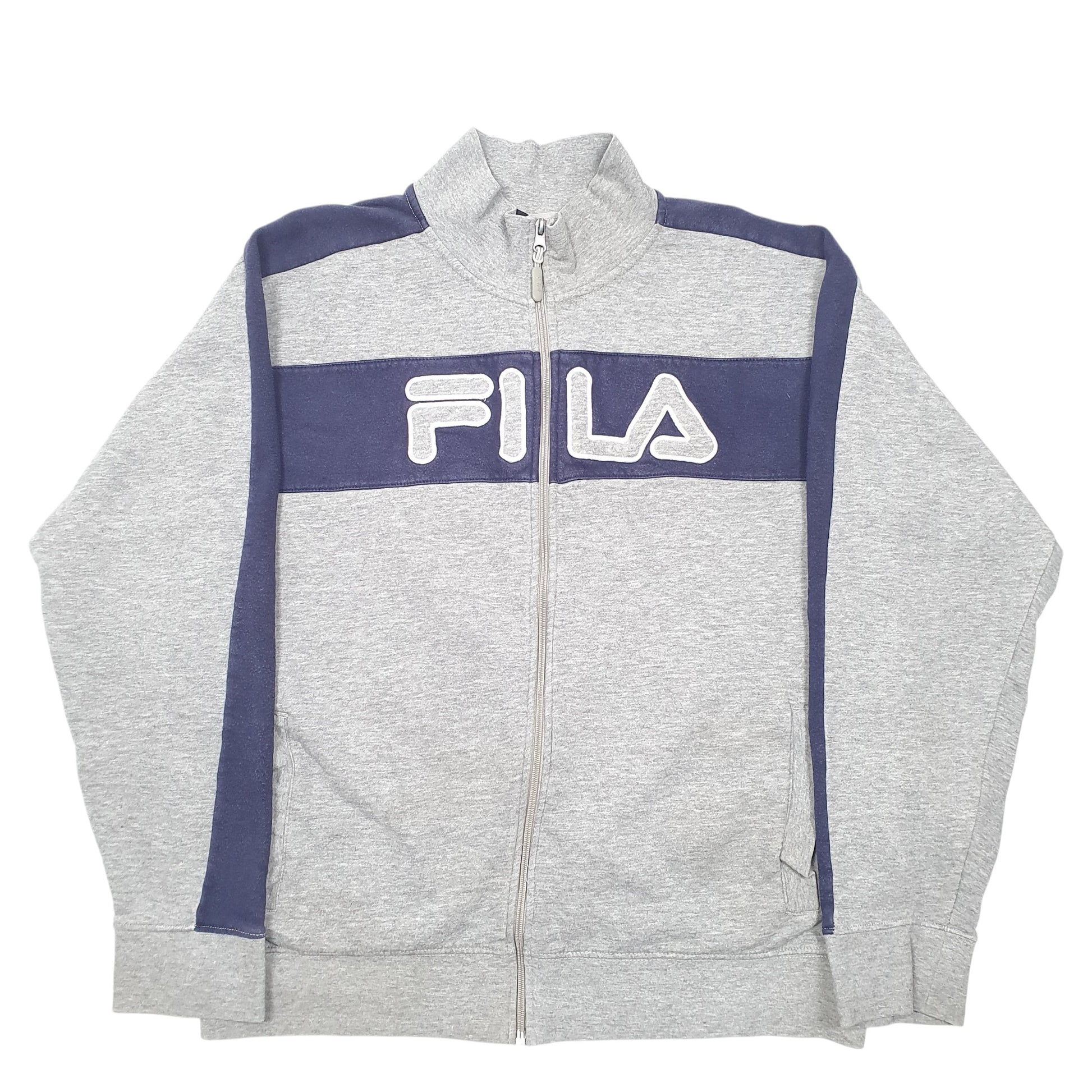 Mens Grey Fila Spellout Full Zip Jumper