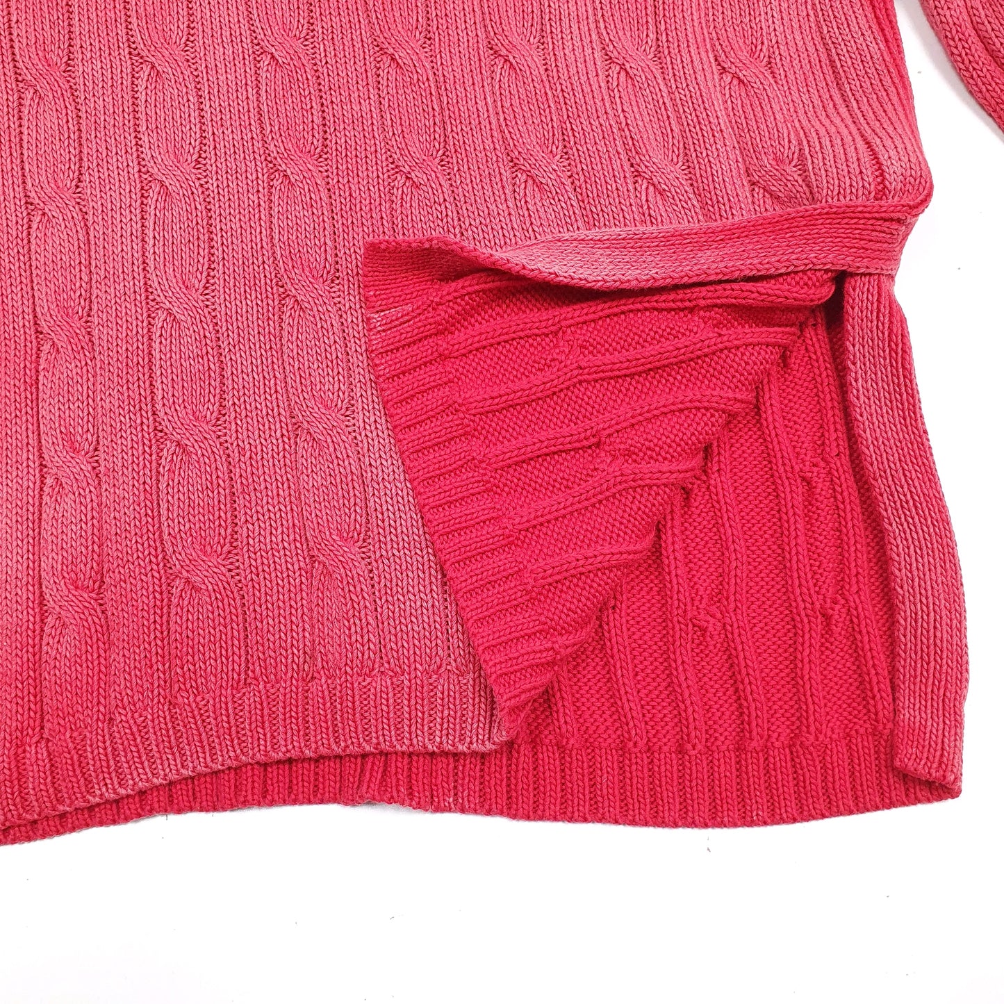 Womens Red Polo Ralph Lauren Cable Knit V Neck Jumper