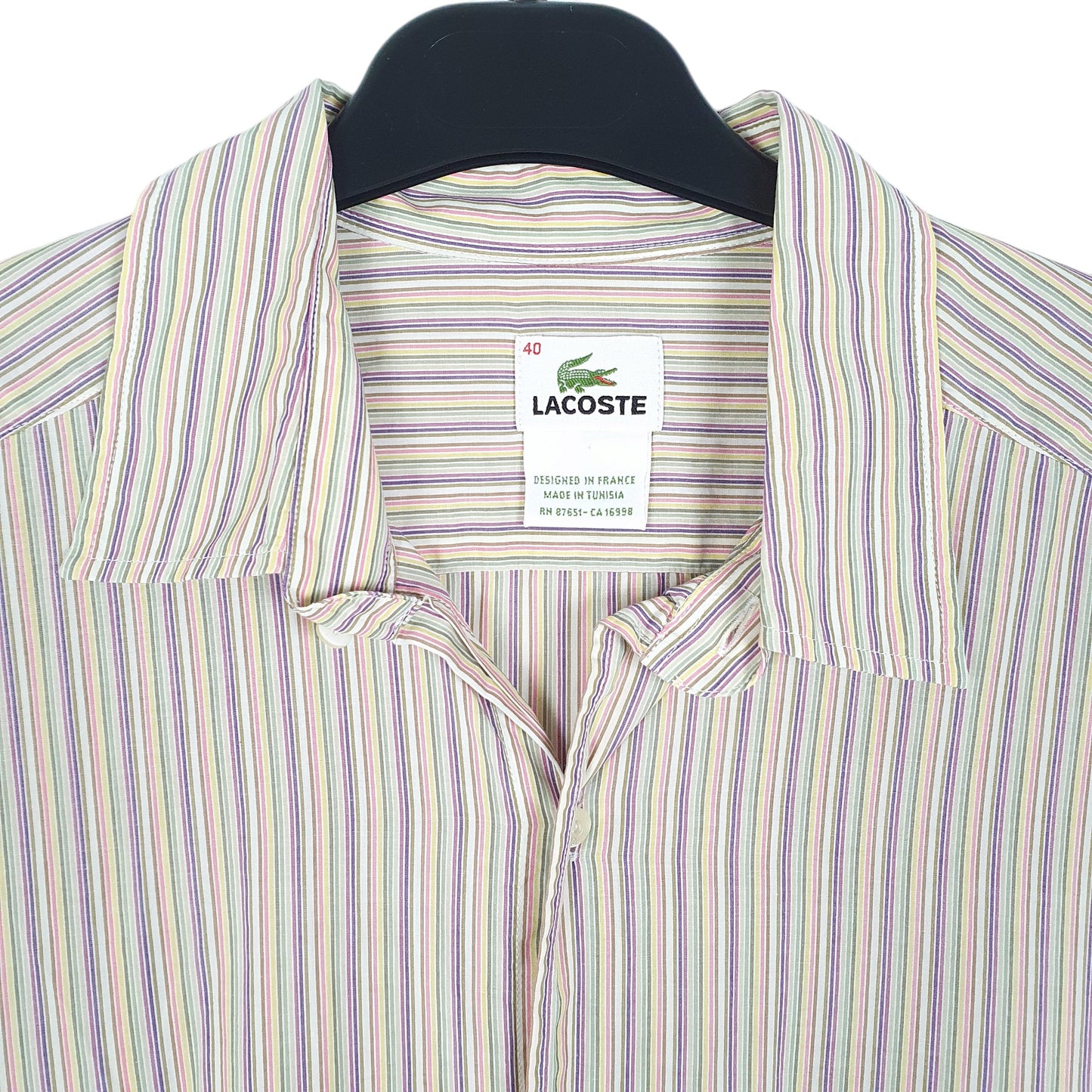Mens Cream Lacoste  Long Sleeve Shirt