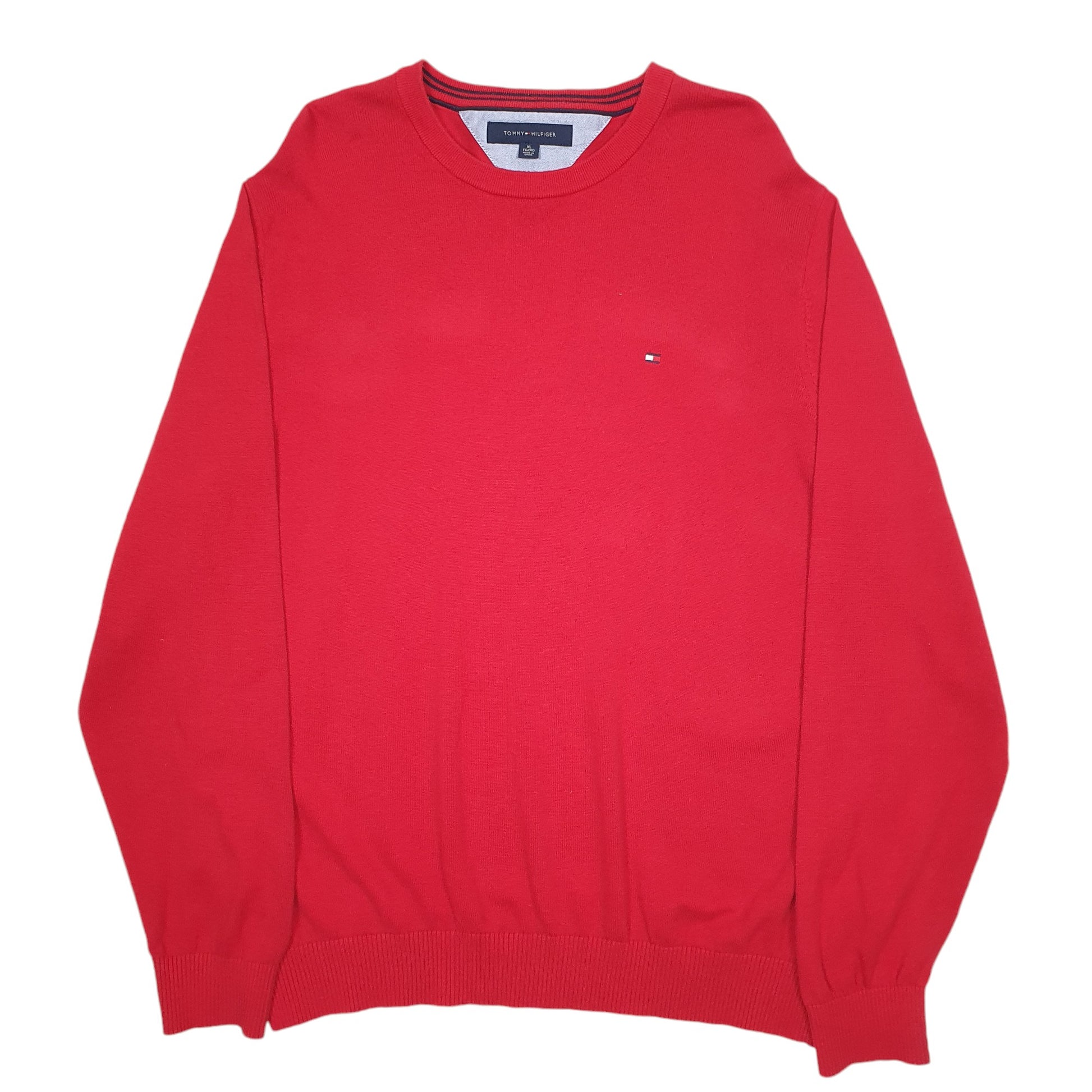 Mens Red Tommy Hilfiger  Crewneck Jumper