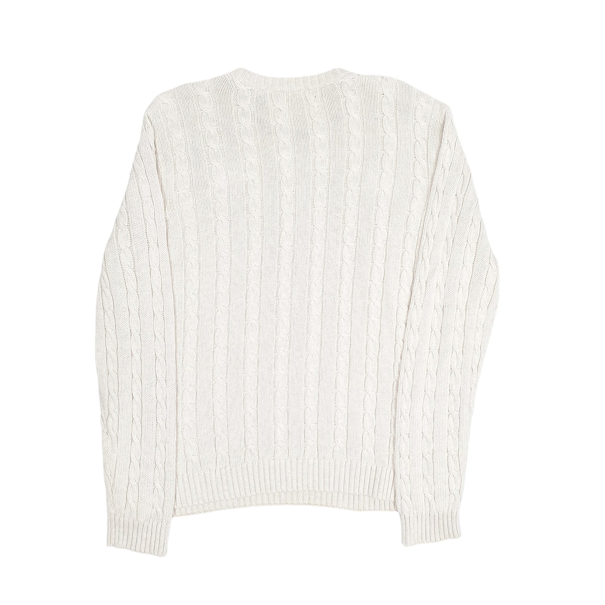 Mens Cream Chaps Cable Knit Crewneck Jumper