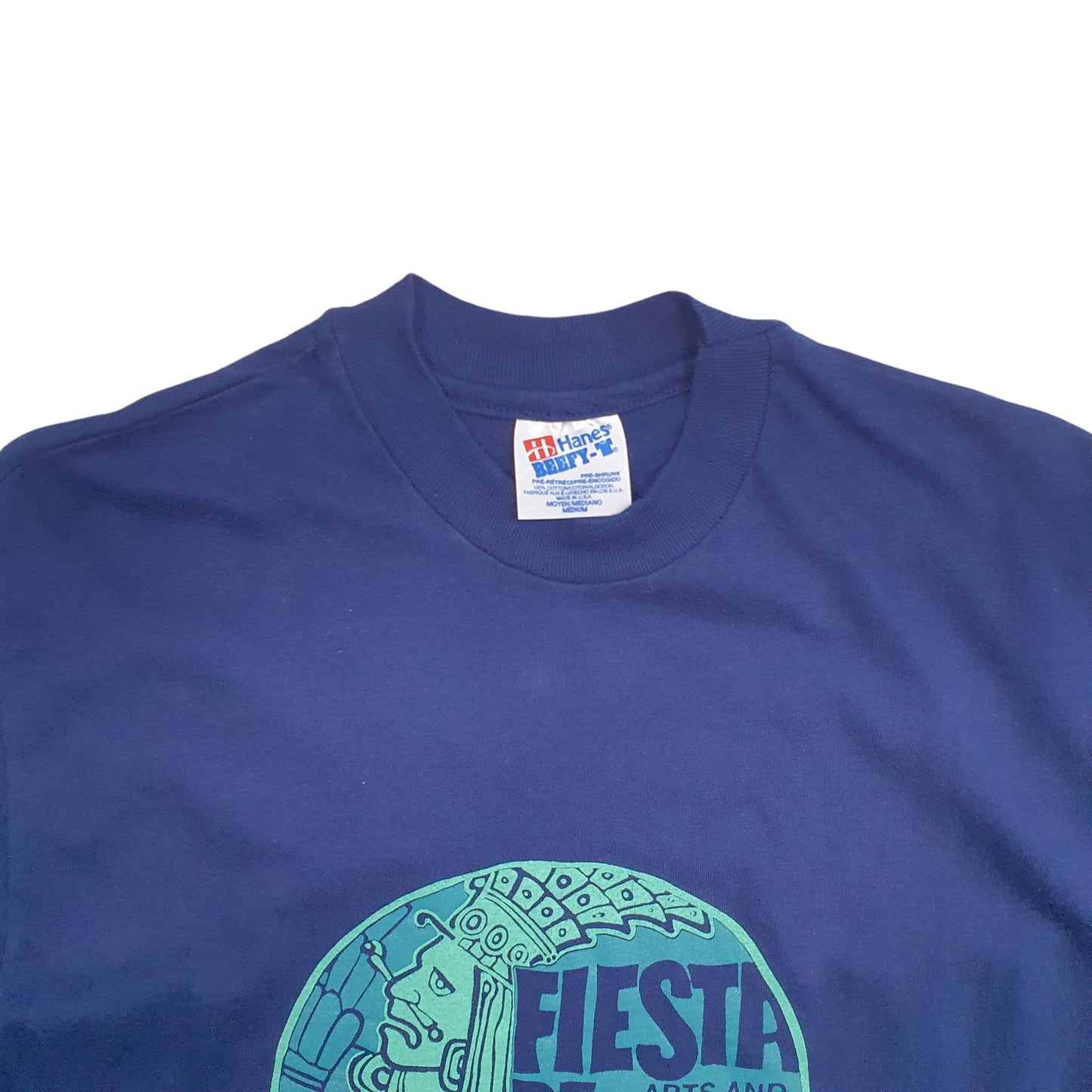 Mens Blue Hanes Single Stitch Vintage 90s Arts And Crafts Short Sleeve T Shirt