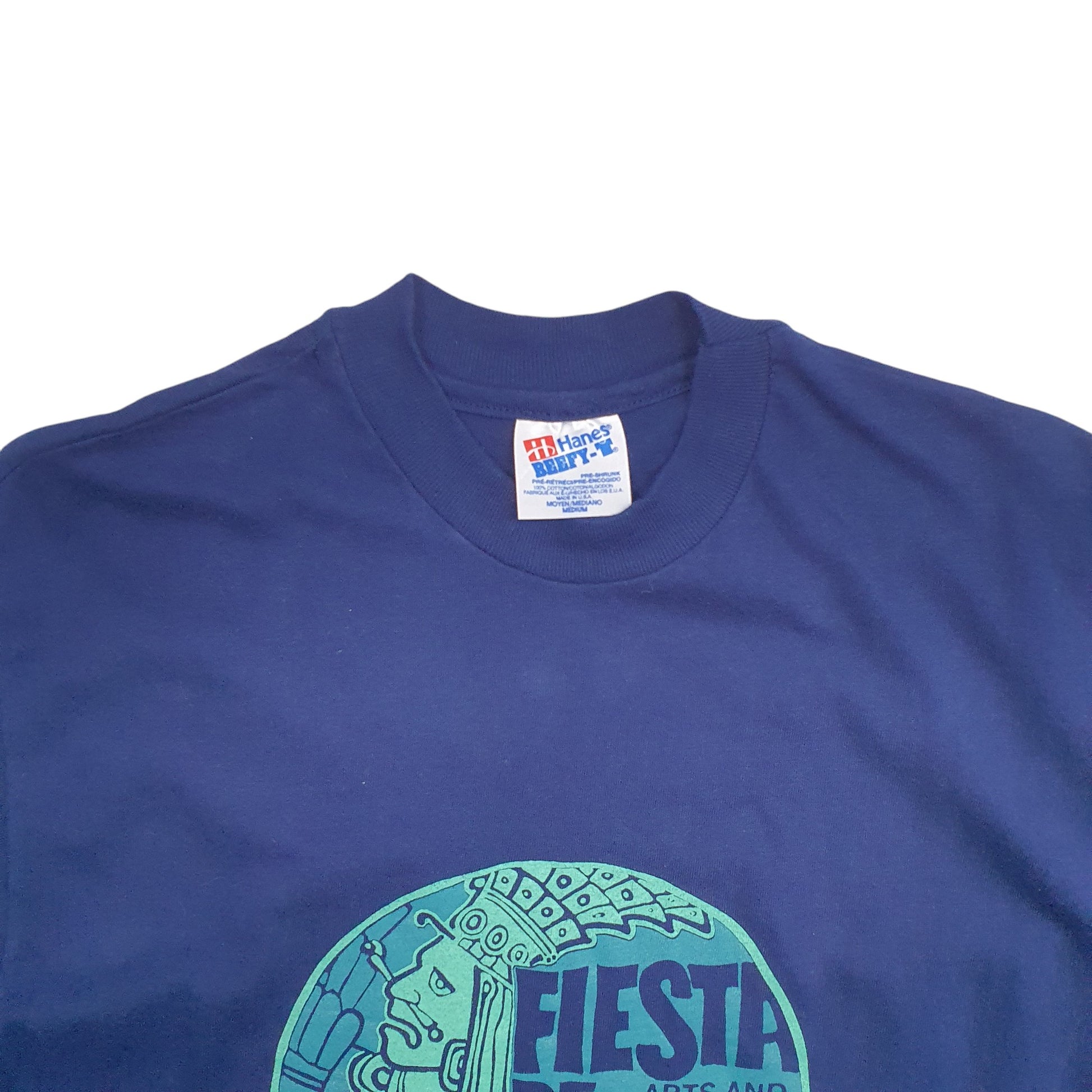 Mens Blue Hanes Single Stitch Vintage 90s Arts And Crafts Short Sleeve T Shirt