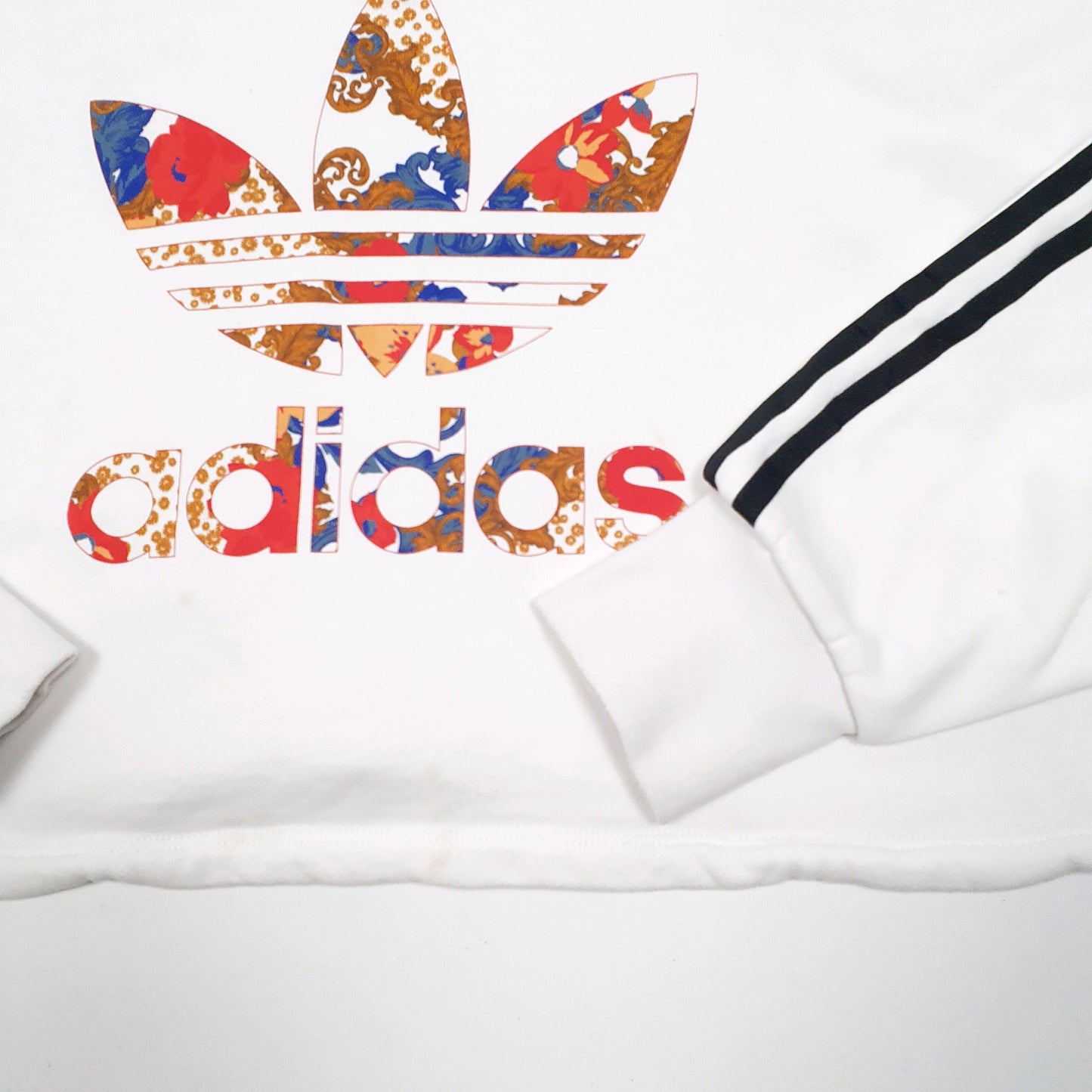 Womens White Adidas Spellout Cropped Gym Her Hoodie Jumper