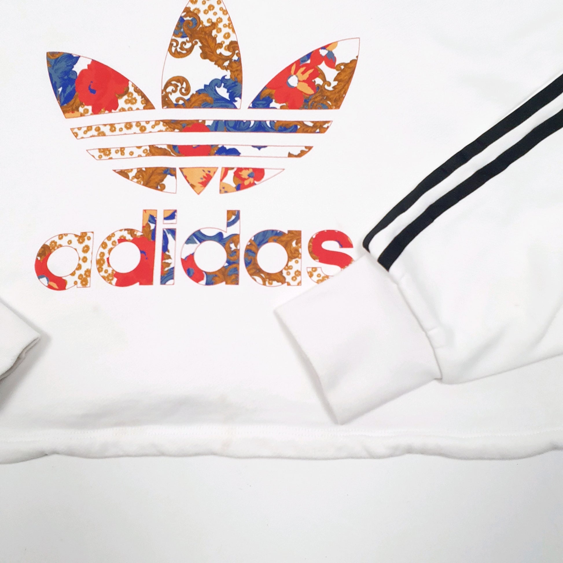 Womens White Adidas Spellout Cropped Gym Her Hoodie Jumper