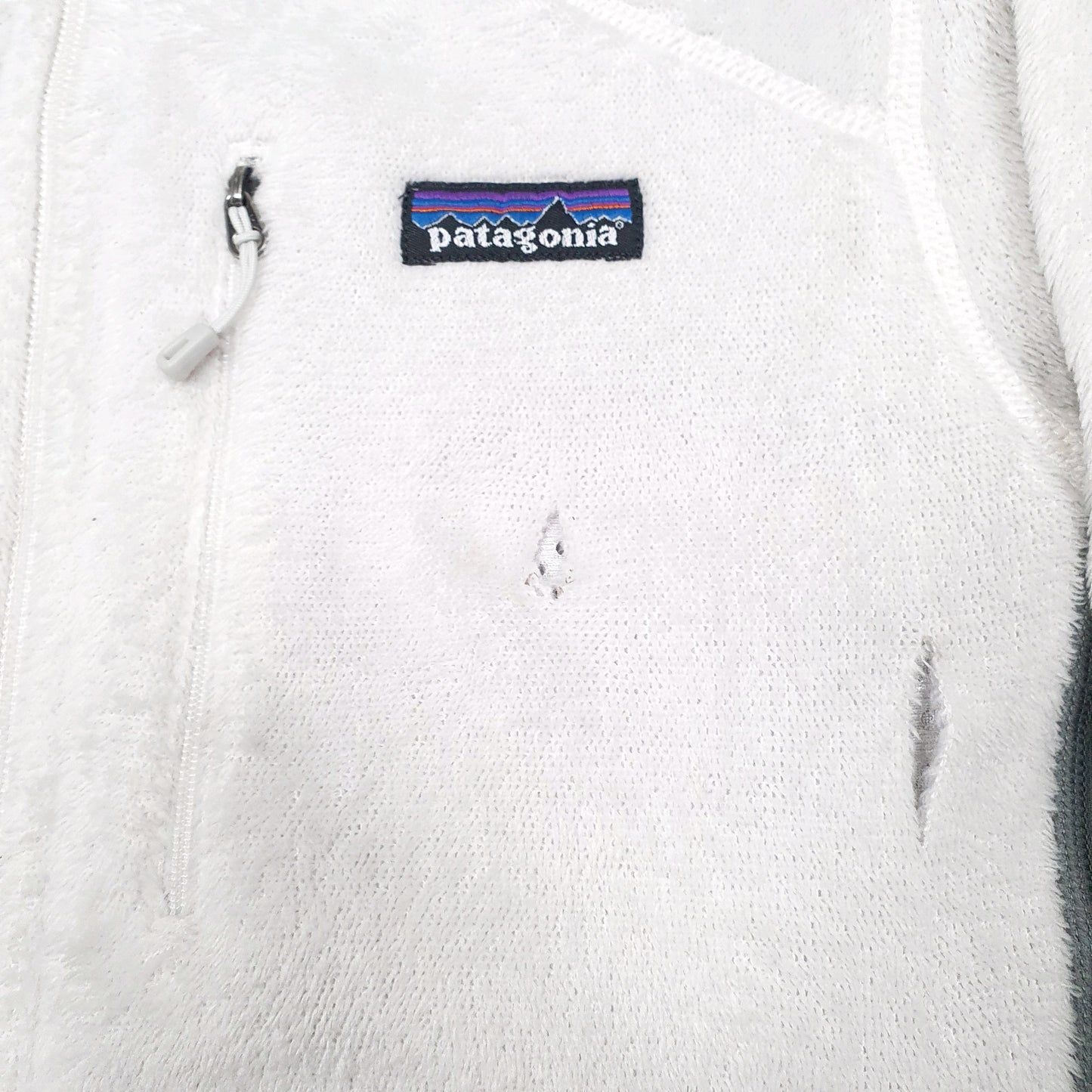 Womens White Patagonia Outdoors Hiking Camping Full Zip Jumper