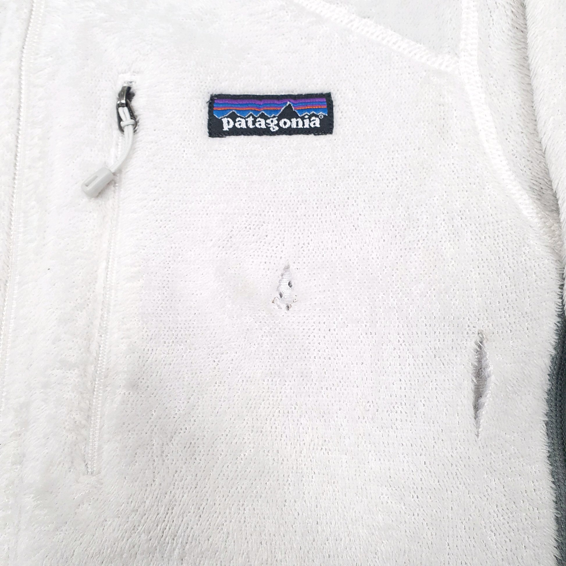 Womens White Patagonia Outdoors Hiking Camping Full Zip Jumper