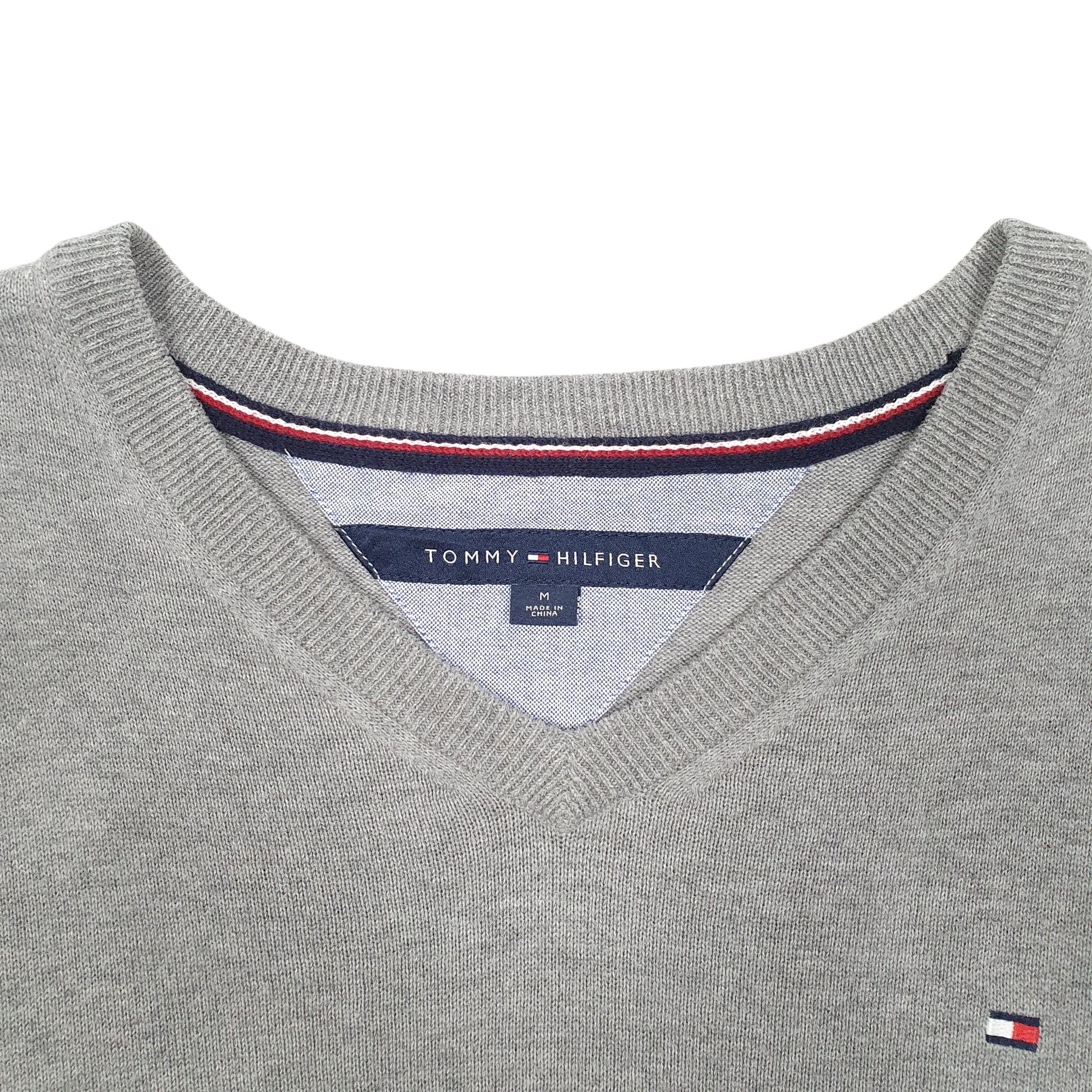 Mens Grey Tommy Hilfiger Knit V Neck Jumper