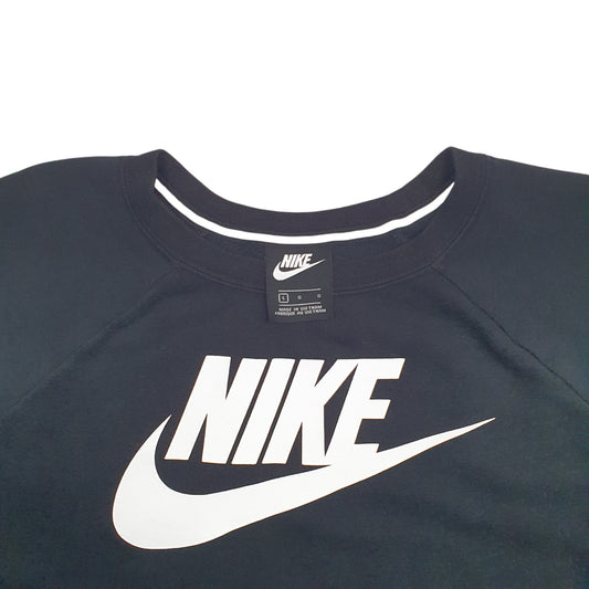 Womens Black Nike Spellout Crewneck Jumper