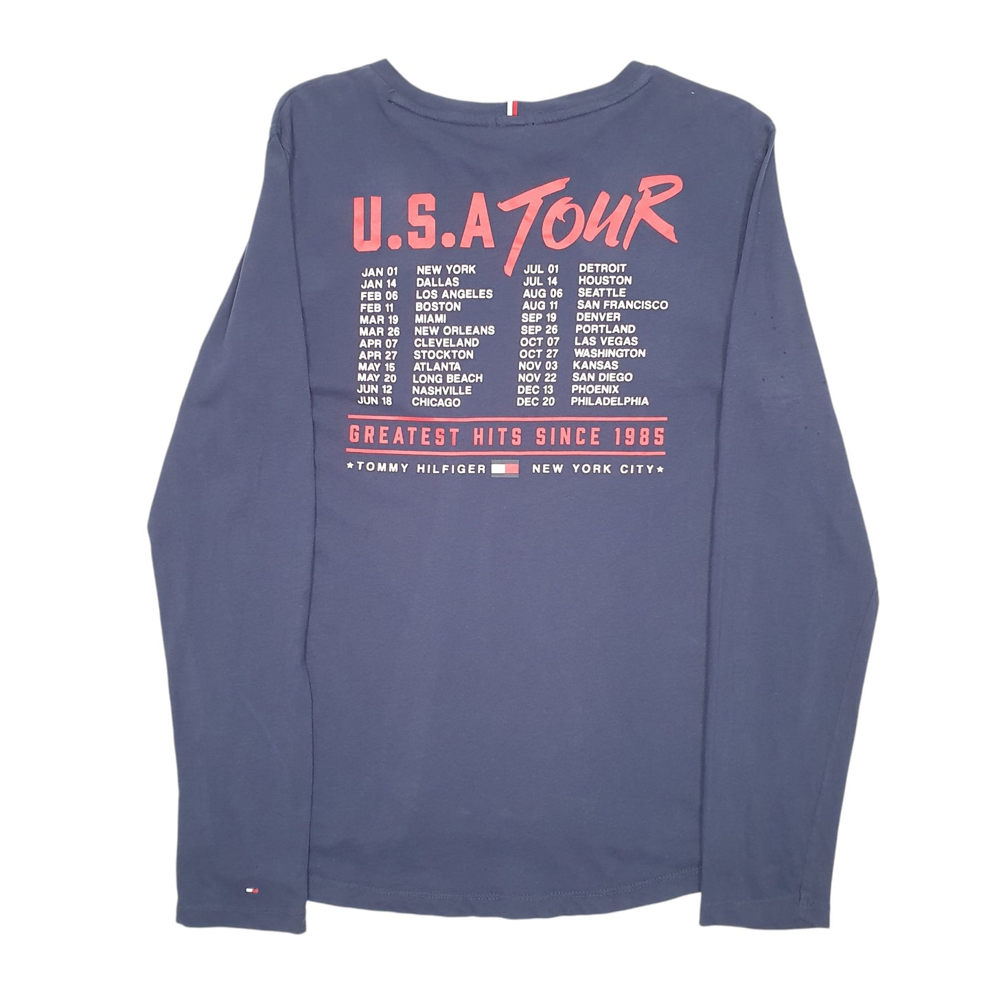 Mens Navy Tommy Hilfiger Tour New York USA Long Sleeve T Shirt