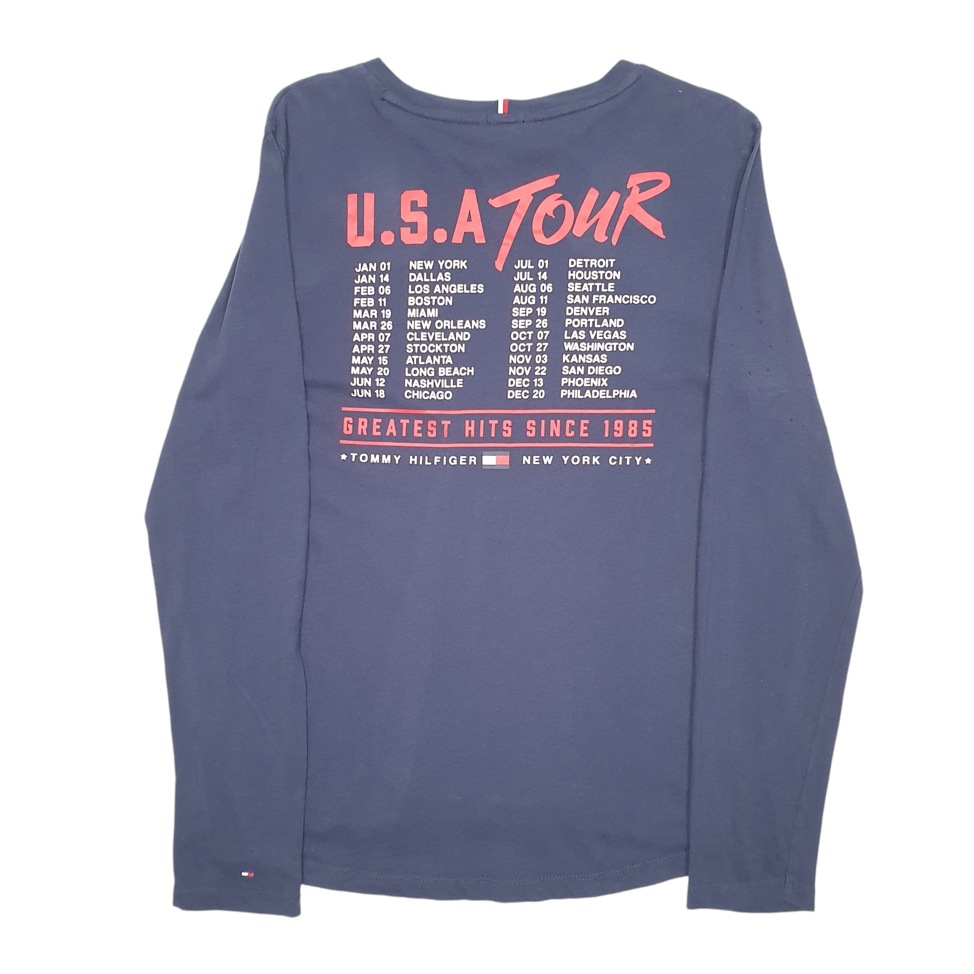 Mens Navy Tommy Hilfiger Tour New York USA Long Sleeve T Shirt