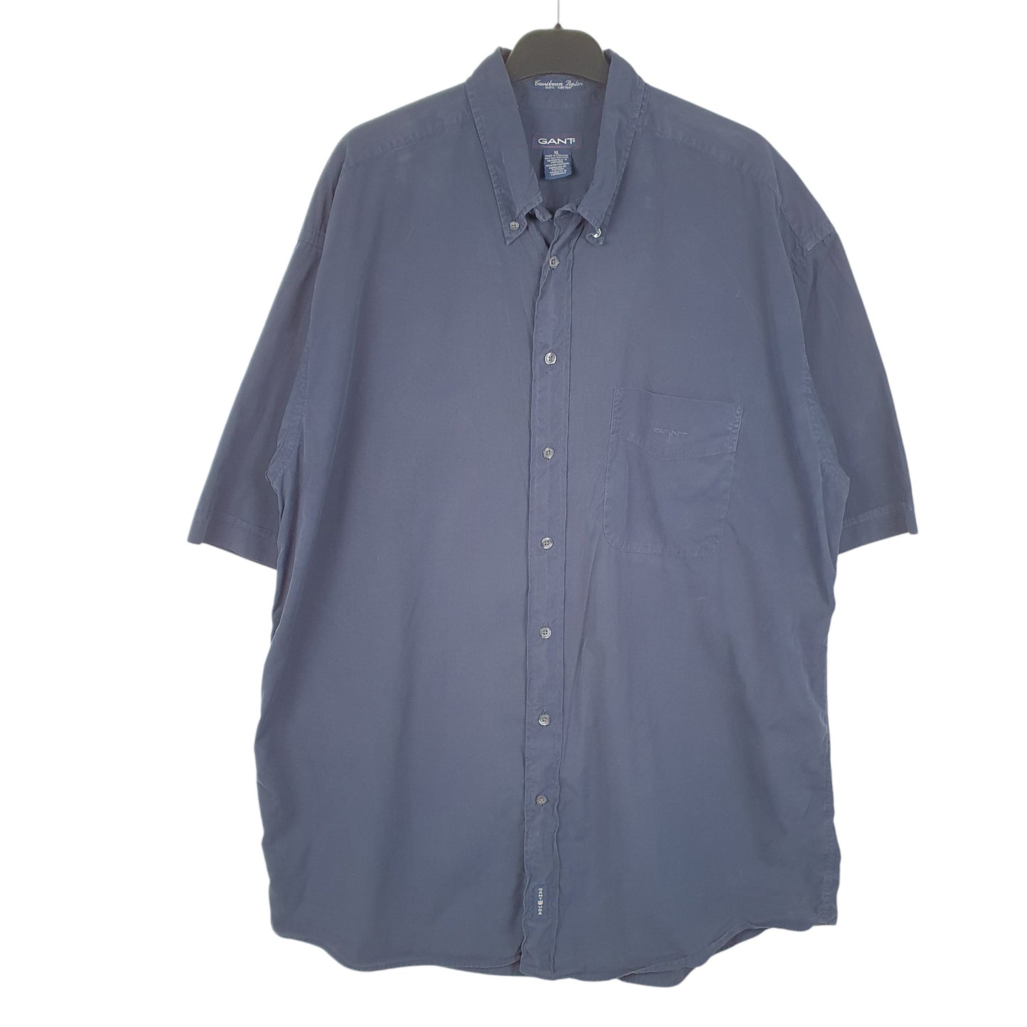 Mens Navy Gant Carribean Poplin Short Sleeve Shirt