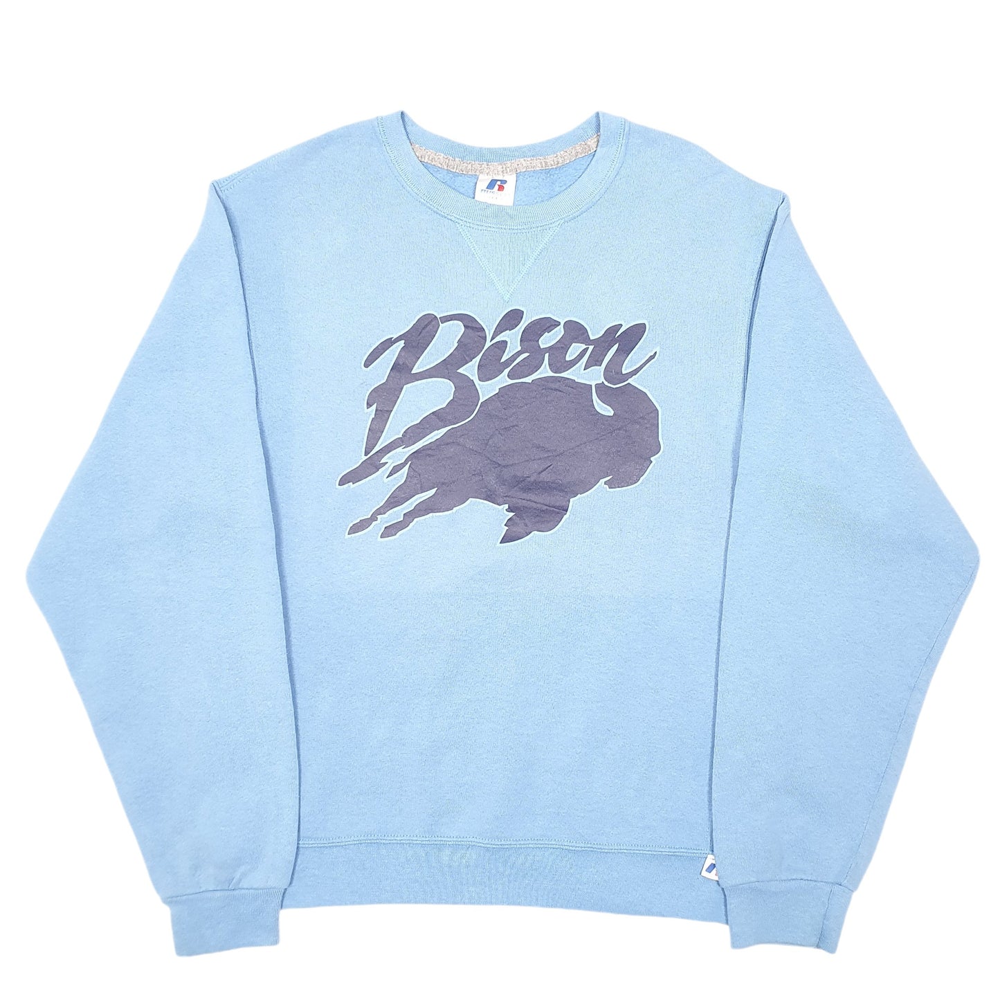 Mens Blue Russell Athletic Bison Spellout USA Crewneck Jumper