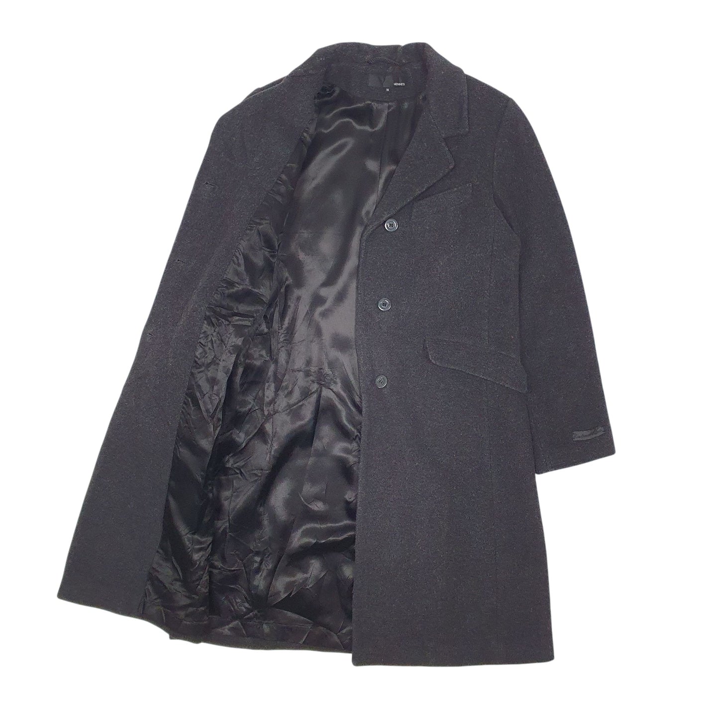 Womens Black Hennes Trench Longlined Cashmere Hoodie Coat