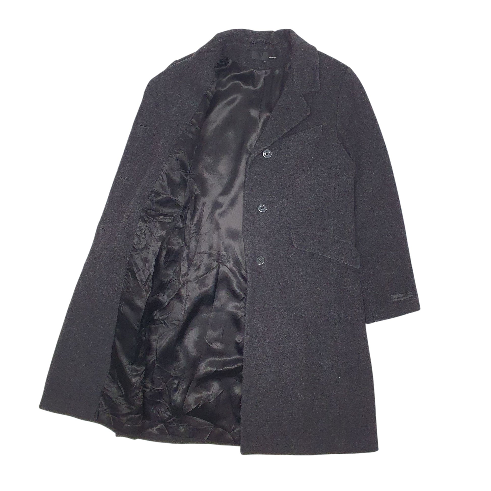 Womens Black Hennes Trench Longlined Cashmere Hoodie Coat