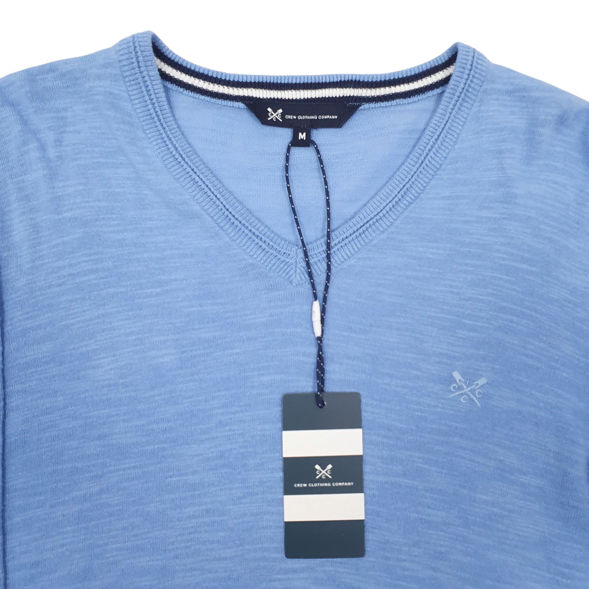 Mens Blue Crew Clothing Company Lightweight V Neck Jumper
