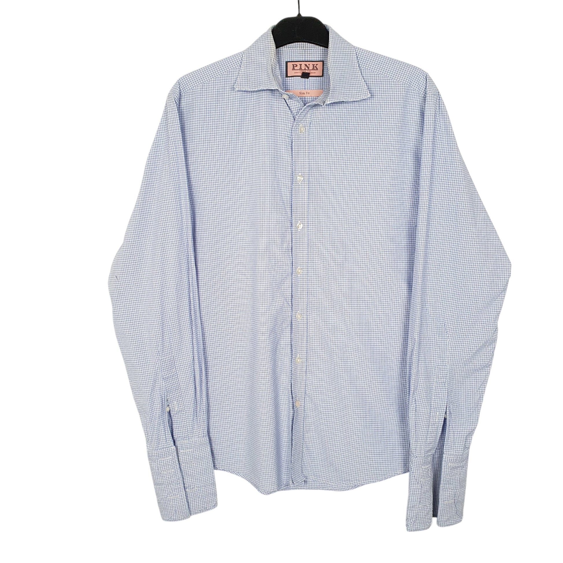 Mens Blue Pink  Long Sleeve Shirt