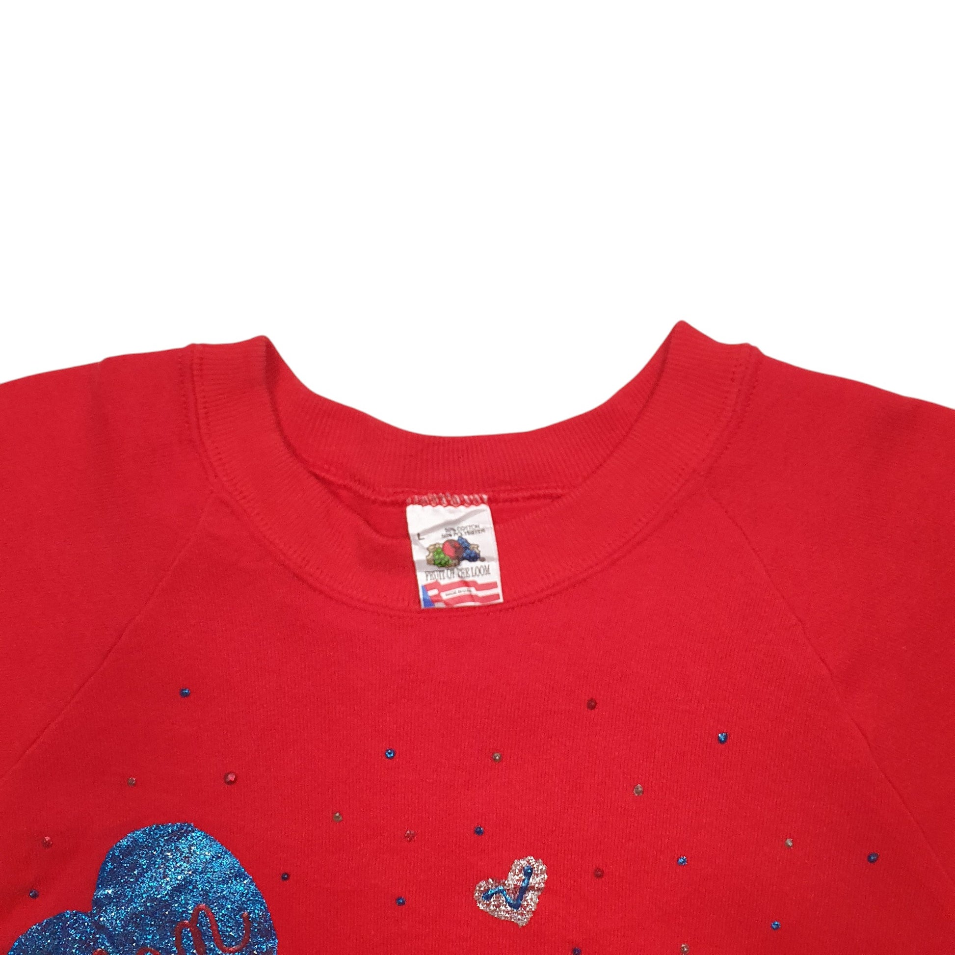 Womens Red Fruit Of The Loom Hearts Alan Sandy Matthew Names Crewneck Jumper