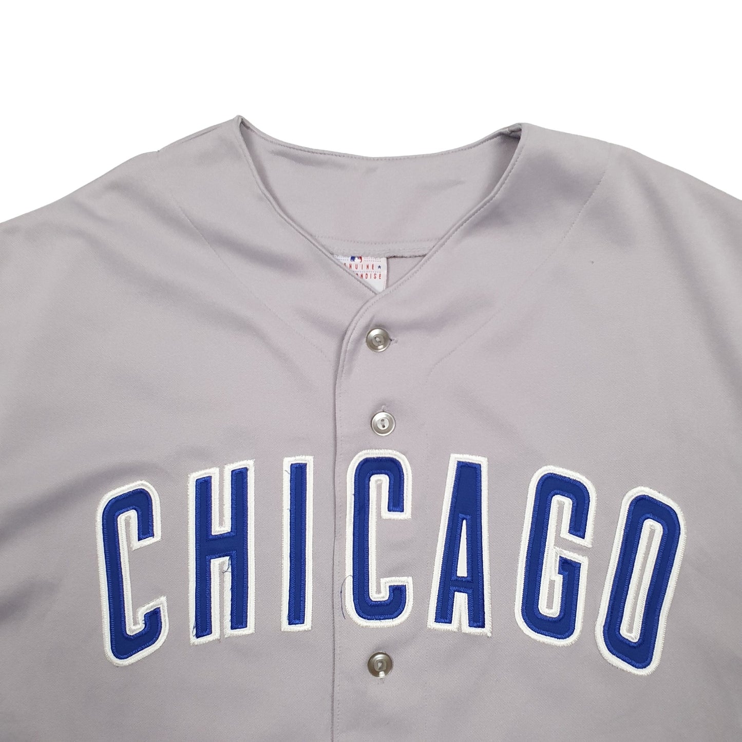 Mens Grey Majestic MLB Baseball Jersey Chicago Cubs Short Sleeve T Shirt