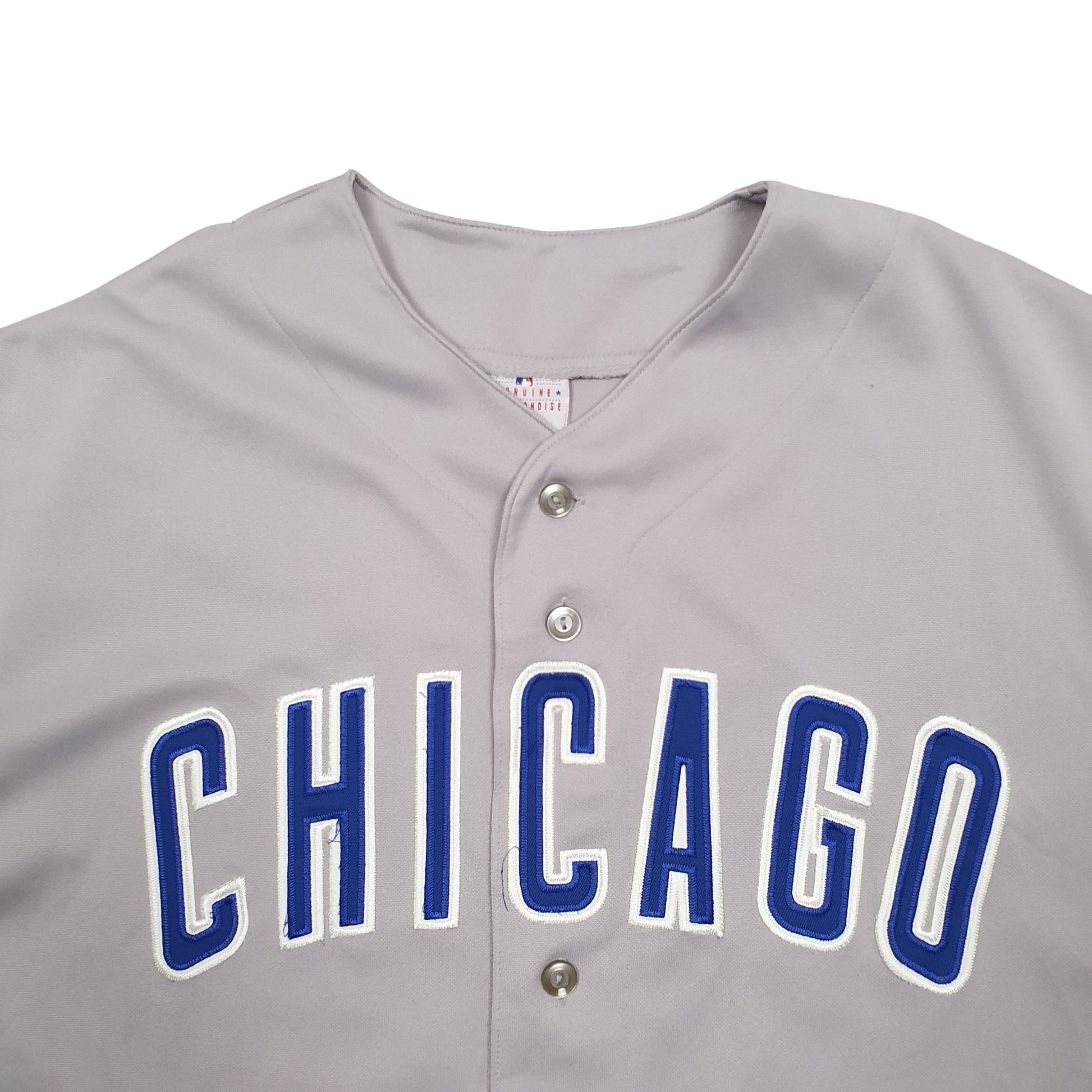 Mens Grey Majestic MLB Baseball Jersey Chicago Cubs Short Sleeve T Shirt