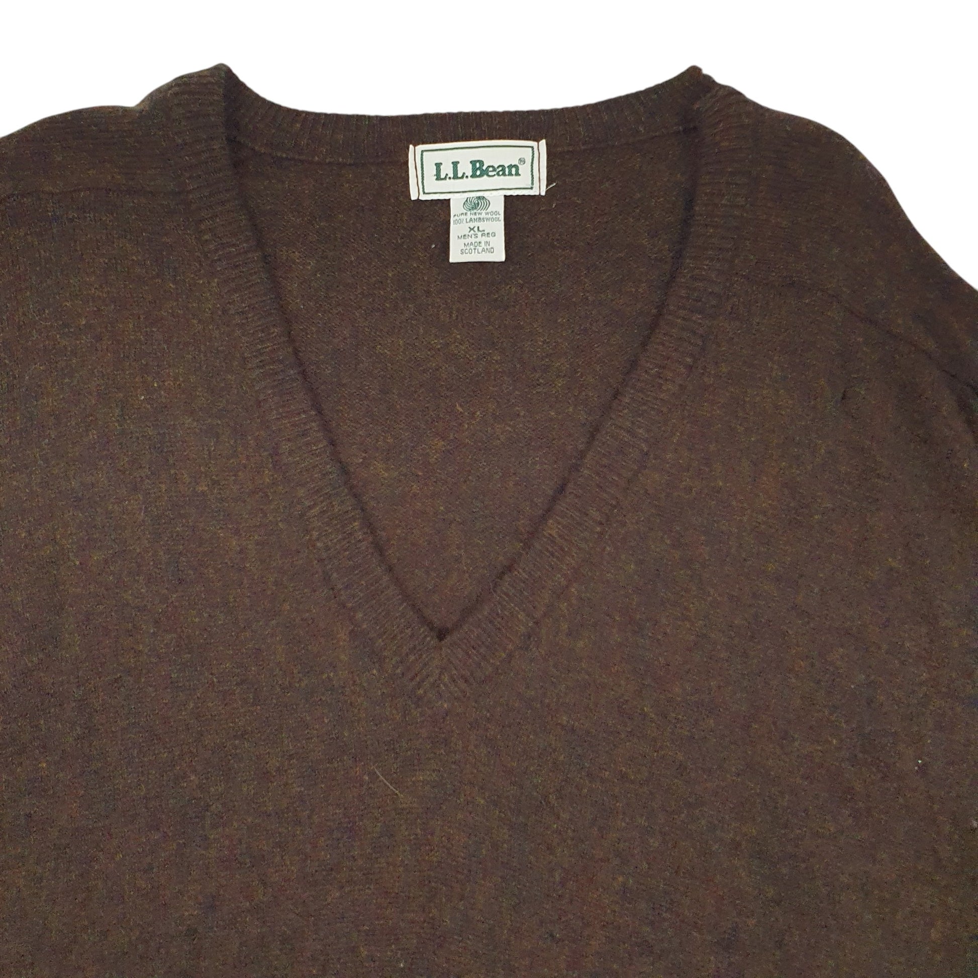 Mens Brown L L Bean Made In Scotland V Neck Jumper